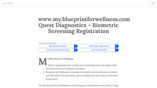 
                            8. www.my.blueprintforwellness.com Quest Diagnostics ... - Blueprintforwellness Com Portal