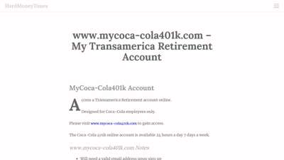www.mycoca-cola401k.com - My Transamerica Retirement ...