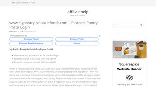 
                            4. www.mypantry.pinnaclefoods.com – Pinnacle Pantry Portal ... - Pinnacle Foods Portal