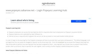 www.popeyes.sabanow.net – Login Popeyes Learning Hub ... - Sabanow Net Login