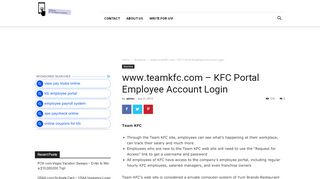 
                            4. www.teamkfc.com - KFC Portal Employee Account Login | Qotd - Teamkfc Portal Portal