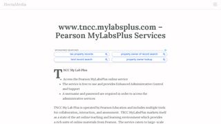 
                            8. www.tncc.mylabsplus.com - Pearson MyLabsPlus Services - Tncc Mylabsplus Portal