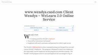 
                            8. www.wendys.csod.com Client Wendys - WeLearn 2.0 Online ... - Wendy's Csod Login