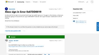 
Xbox sign in Error 0x87DD0019 - Microsoft Community

