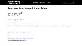 You Have Been Logged Out of Talent+ – Northrop Grumman