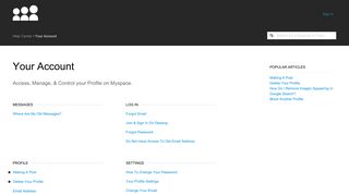 
                            7. Your Account – Help Center - Myspace Portal Desktop Version