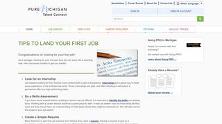 
Your First Job - Pure Michigan Talent Connect  
