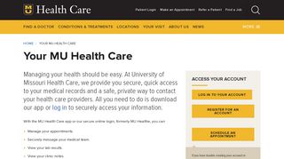 Your MU Health Care - Mu Healthe Portal