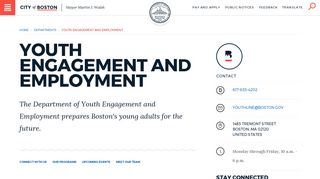 
                            3. Youth Engagement and Employment | Boston.gov - Successlink Boston Portal