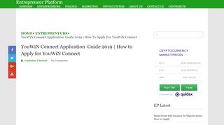 
                            1. YouWiN Connect Application Guide 2019 | How to Apply for YouWiN ... - Youwin Connect Portal