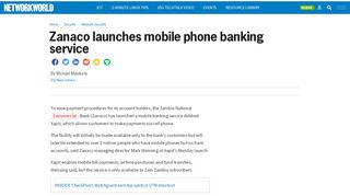 
                            4. Zanaco launches mobile phone banking service | Network World - Xapit Login