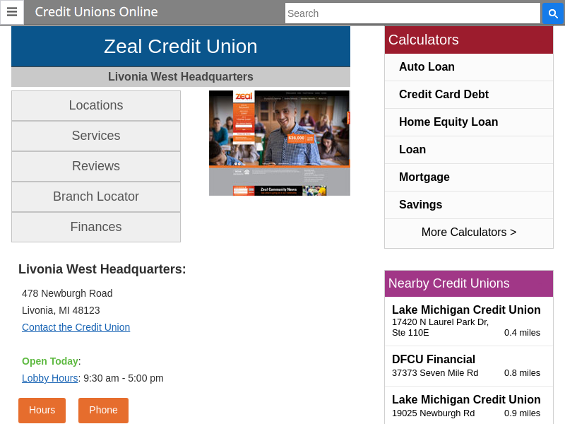 
                            5. Zeal Credit Union - Livonia, MI