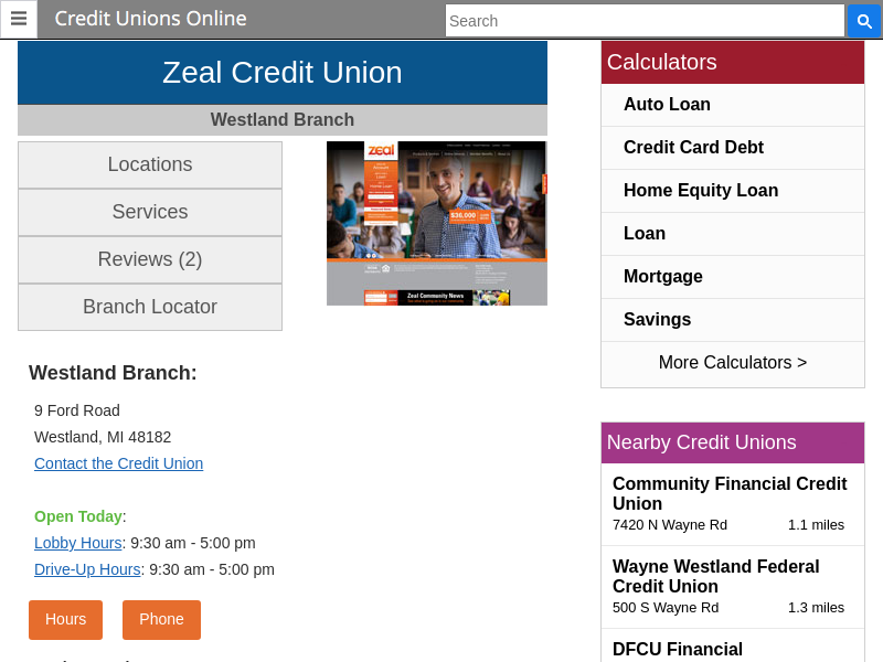 
                            8. Zeal Credit Union - Westland, MI at 35050 Ford Road