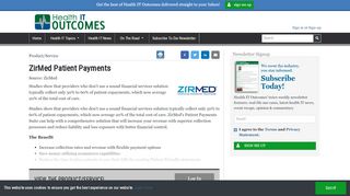 
                            8. ZirMed Patient Payments - Health IT Outcomes