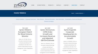 4. Zynex Medical - Investor Relations Home - Zynex Portal