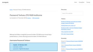 Password Zte F609 Terbaru 2019 - Superadmin F609 Download Firmware Zte F 609 Terbaru Unbrick Id Kecepatan Data Untuk Jaringan Hsdpa Dari Zte F609 Ini Mencapai 7 2 Mbps Untuk Download Sedangkan Untuk Kecepatan Hsupa Mencapai 5 76 Mbps Saat Erma Drown / Try different id/password combinations that are widely used by zte that you'll find below.