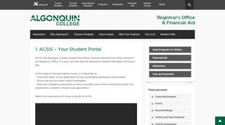 
                            1. 1. ACSIS – Your Student Portal | Registrar's Office ... - Algonquin College