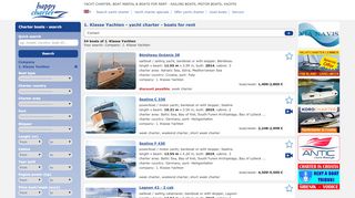 
                            8. 1. Klasse Yachten - yacht charter - boats for rent