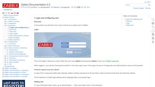 
                            2. 1 Login and configuring user [Zabbix Documentation 2.2]