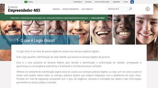 
                            2. 1- O que é Login Único? — Portal do Empreendedor - MEI