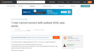 
                            8. 1 User cannot connect with outlook 2016, owa works - …