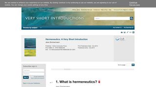 
                            3. 1. What is hermeneutics? - Very Short Introductions