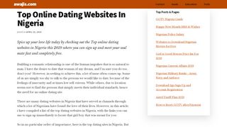 
                            3. 100% Free Online Dating Websites in Nigeria - Top 8 - Awajis
