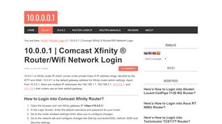 
                            3. 10.0.0.1 | Comcast Xfinity ® Router/Wifi Network Login - 10.0.0.0.1