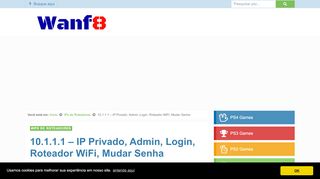 
                            3. 10.1.1.1 – IP Privado, Admin, Login, Roteador WiFi, Mudar ...