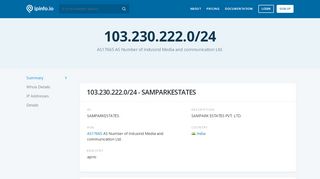 
                            6. 103.230.222.0/24 Netblock Details - SAMPARK ESTATES PVT ...