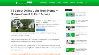 
                            8. 12 Latest Online Jobs from Home without Investment. Earn ...