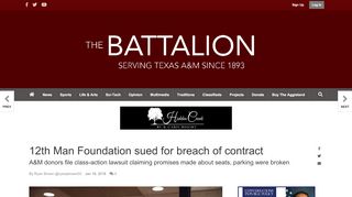 
                            7. 12th Man Foundation sued for breach of contract | News | thebatt.com