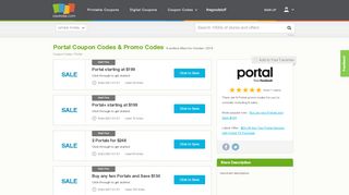
                            9. $150 off Portal Portal Coupon Codes, Promo Codes, Deals 2019
