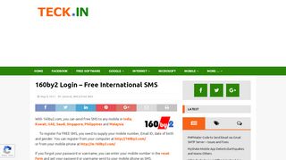 
                            11. 160by2 Login - Free International SMS - TECK.IN