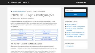 
                            9. 168.192.o.1 ou 168.192.0.1 – Login, senha, configuração do ...