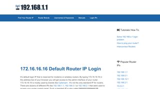 
                            5. 172.16.16.16 Default Router IP Login - 192.168.1.1