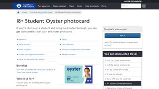 
                            1. 18+ Student Oyster photocard - Transport for London