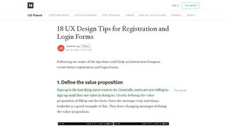 
                            2. 18 UX Design Tips for Registration and Login Forms - UX Planet