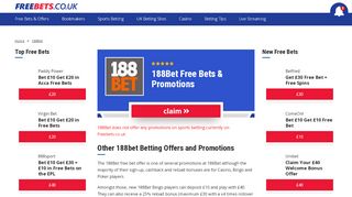 
                            2. 188bet Free Bets & Bonuses - Claim it today | Freebets.co.uk