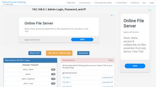 
                            1. 192.168.0.1 Admin Login, Password, and IP
