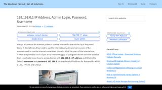 
                            9. 192.168.0.1 IP Address, Admin Login, Password, Username