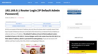 
                            8. 192.168.0.1 Router Login [IP Default Admin …