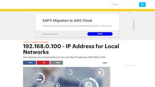 
                            10. 192.168.0.100 - IP Address for Local Networks - Lifewire