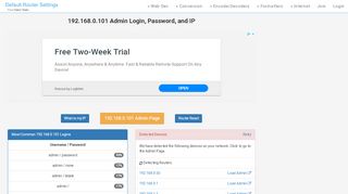 
                            5. 192.168.0.101 Admin Login, Password, and IP - Clean CSS