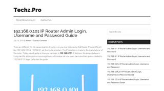 
                            8. 192.168.0.101 IP Router Admin Login, Username and Password ...