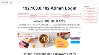 
                            5. 192.168.0.102 - Login to your Admin Page Now!