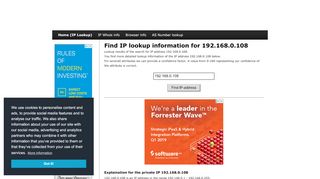 
                            5. 192.168.0.108 - Find IP Address - Lookup and locate an ip ...