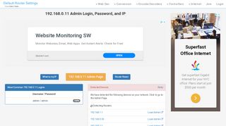 
                            1. 192.168.0.11 Admin Login, Password, and IP - Clean CSS