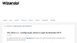 
                            6. 192.168.0.1.1 - Configuração, Admin e Login do Roteador Wi-Fi