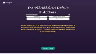 
                            2. 192.168.0.1.1 Router Default IP Address - NetSpot